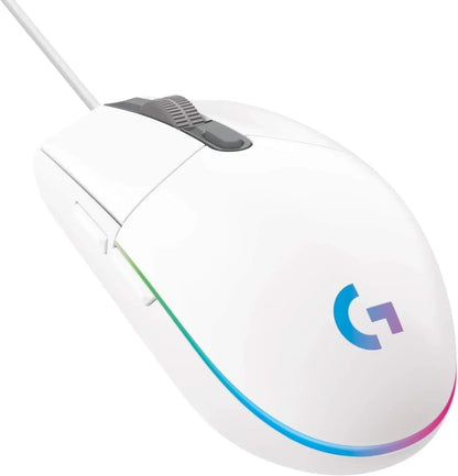 Logitech G102 G203 laidinė žaidimų pelė, 2.1 metro ilgio laidas, 8000 DPI, RGB efektai, skirta PC, nešiojamajam kompiuteriui, biurui ir gamer’iams, lanksti