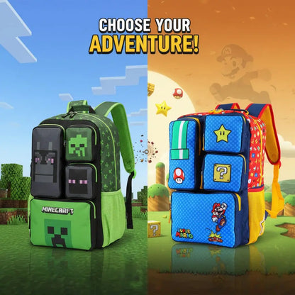 In Stock Minecraft Backpack Large Capacity Lightweight Pressure Relief Cartoon Print Outdoor Travel Hiking For Men Students