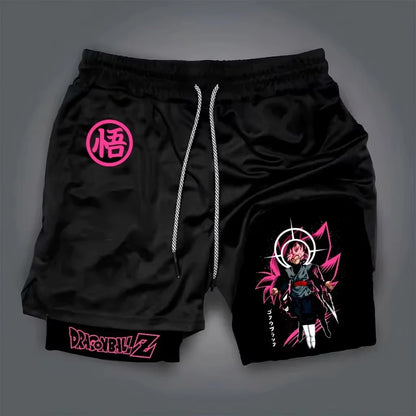 2026 Summer Dragon Ball Z Majin Buu 2-in-1 Double Layer Gym Shorts, Oversized Men's Fitness Retro Streetwear Unisex Athletic Y2k