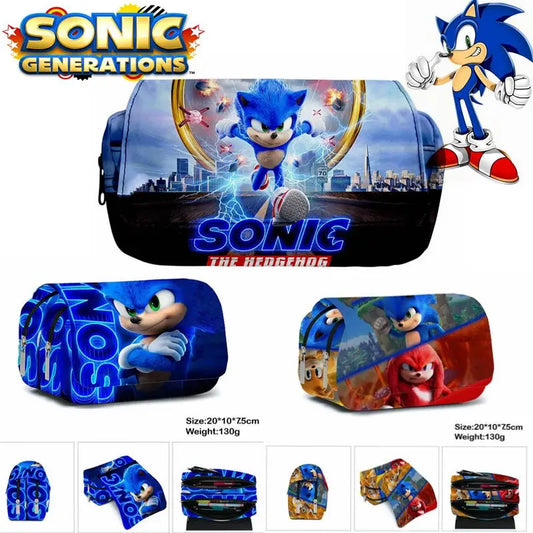 Sonic The Hedgehog Double Pencil Case Stationery Bag Storage Pouch