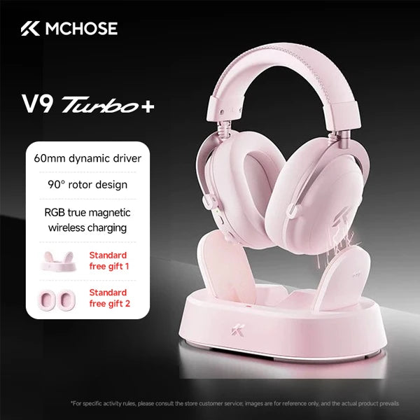 Cuffie gaming wireless MCHOSE V9 Turbo 7.1 Surround Sound RGB Esports con driver da 60mm, microfono con cancellazione del rumore e base di ricarica
