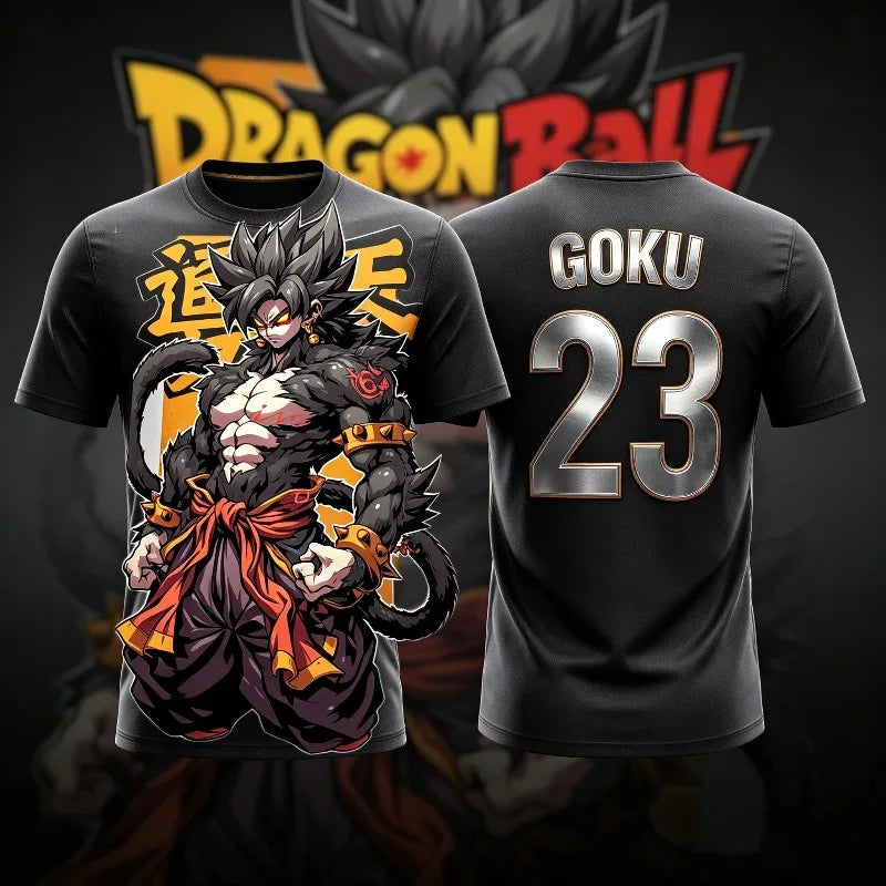 2026 Summer Dragon Ball Retro Fitness T-shirt Men's Oversized 3D Printed Short-sleeved Family Unisex Children's Sports Shirt