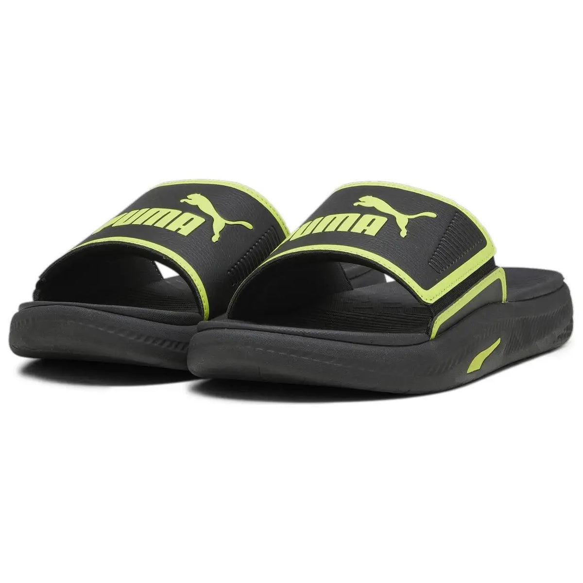 Sandales PUMA Softride, sandales confortables à enfiler, chaussures, noir et vert, 382111-20.