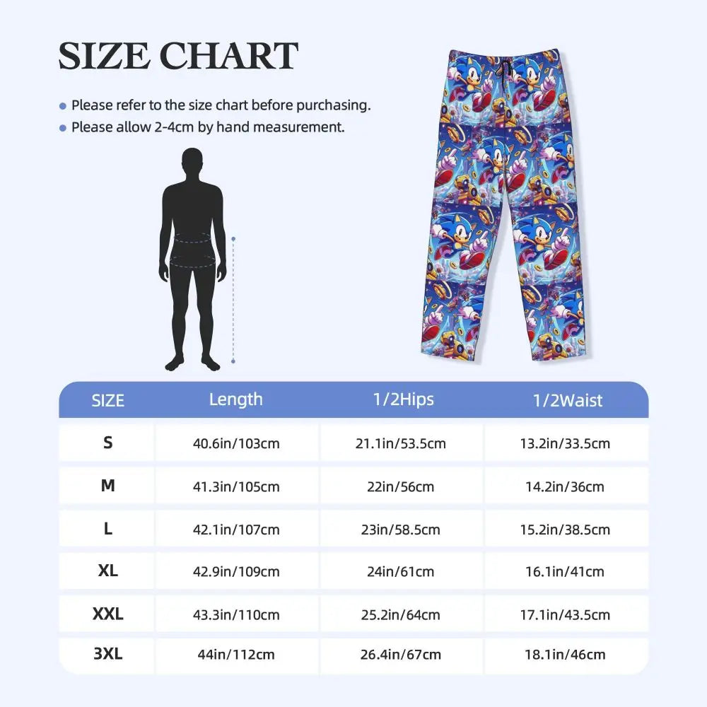 Custom Print Men's Soniced Pajama Pants Hedgehog Game Sleepwear Sleep Lounge Bottoms with Pockets
