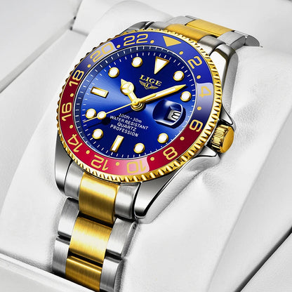 LIGE Herrenuhr – Quarz-Chronograph, wasserdicht, lässiger und professioneller Stil, luxuriöses Modeaccessoire einer renommierten Marke.
