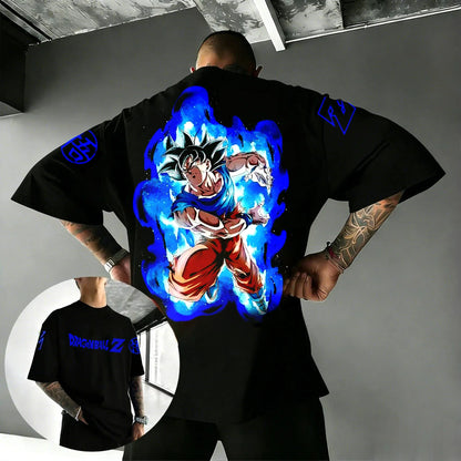 2026 New Hot Anime Dragon Ball Goku Printed Cotton Men's T-shirt Overside American and Women's Breathable Sports Round-neck