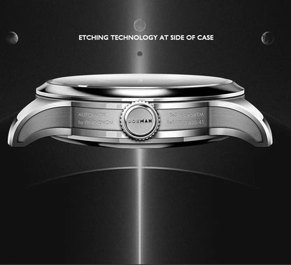 Borman Men's Automatic Watches, Luxury Moon Phase Mechanical Wristwatch, Fashionable 50M Waterproof with Sapphire Leather Strap