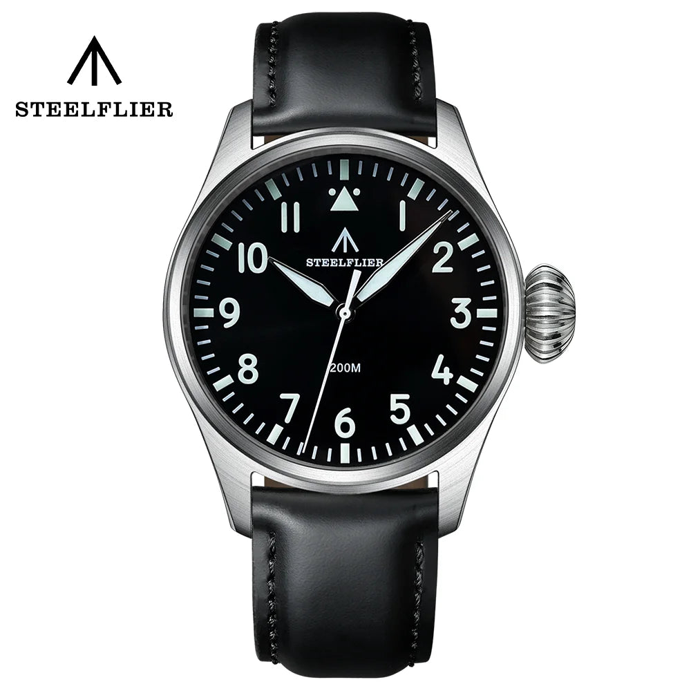 STEELFLIER Official SF743 Quartz Pilot VH31 Steel Strap Onion Crown 20Bar Waterproof Sapphire Crystal Luxury Dive Luminous Watch