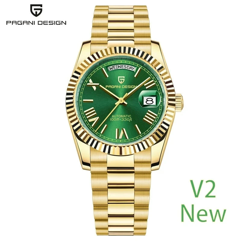 PAGANI DESIGN New DD36 Rose Gold Luxury Automatic Mechanical Watch For Men ST16 100M Waterproof AR Sapphire Glass Wristwatch Men