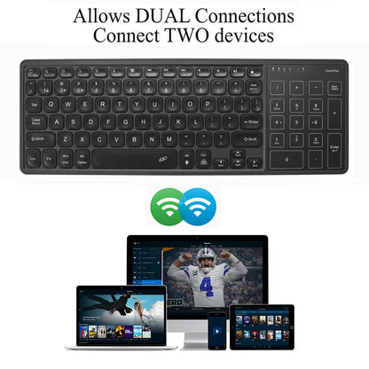 Backlit 7-Colors Bluetooth Keyboard with Touchpad 2.4G Wireless Multimedia Rechargable Keyboard for Laptop PC Tablet