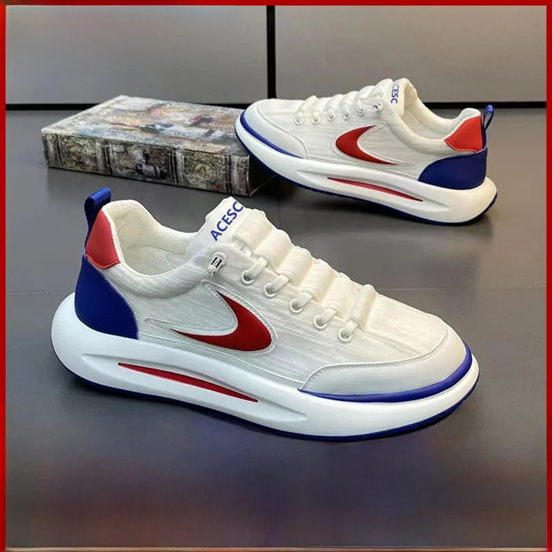 Comfortable Breathable Mesh Sports Shoes, Men's Casual Style, Lightweight Versatile Plain Color, Spring Summer Autumn Seasonal Wear