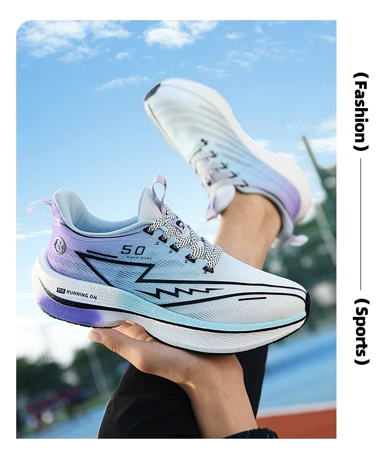 Men's Sport Shoes Professional Cushioned Carbon Plate Running Shoes Breathable Lace-up Casual Sneakers Marathon Athletic Footwear