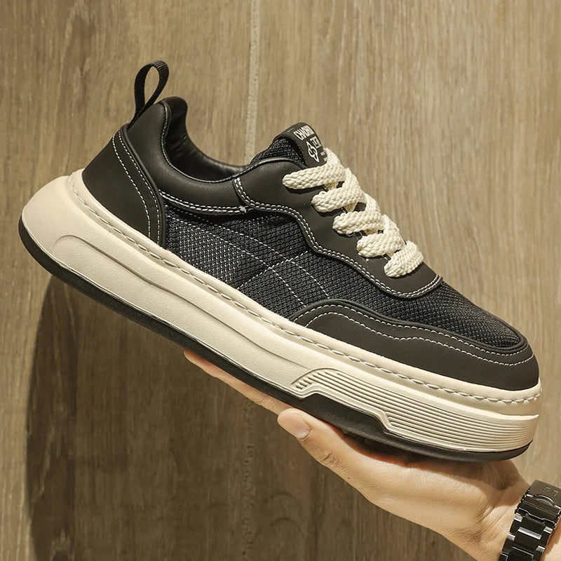 Sneakers da uomo ultraleggere in mesh traspirante 2025, scarpe casual alla moda con suola spessa, comode, con lacci, per la camminata quotidiana