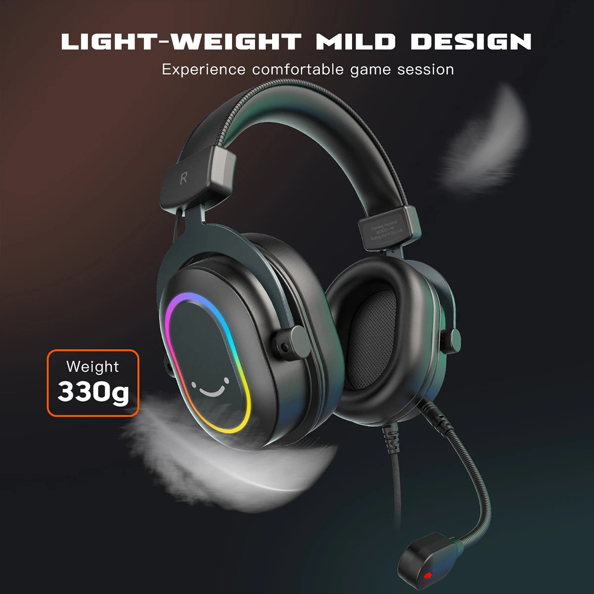 Auriculares gaming FIFINE RGB con micrófono – auriculares con cable circumaurales con sonido envolvente 7.1 para PC, PS4 y PS5 con 3 modos de ecualización