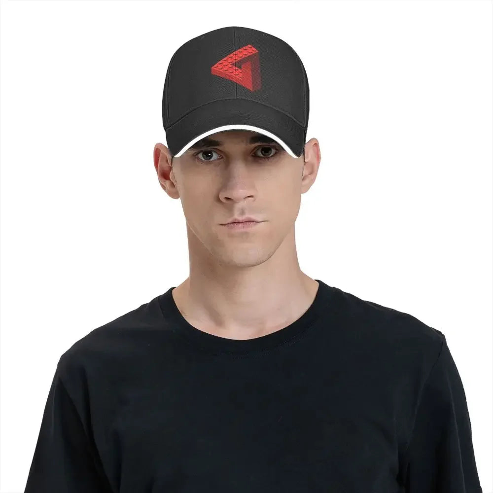 New Escher Toy Bricks - Red Cap Fashion Casual Baseball Caps Adjustable Hat Summer Unisex Baseball Hats Customizable Polychromat