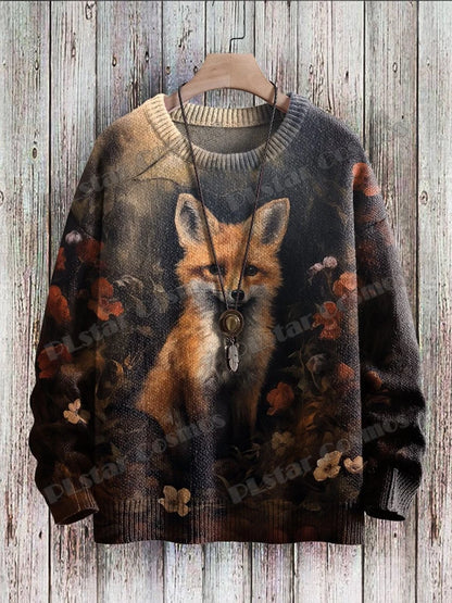 PLstar Cosmos retro pullover med drage- og hjortekunstmønster, 3D-printet strikpullover til mænd, vinter, unisex, casual striktrøje ZZM118
