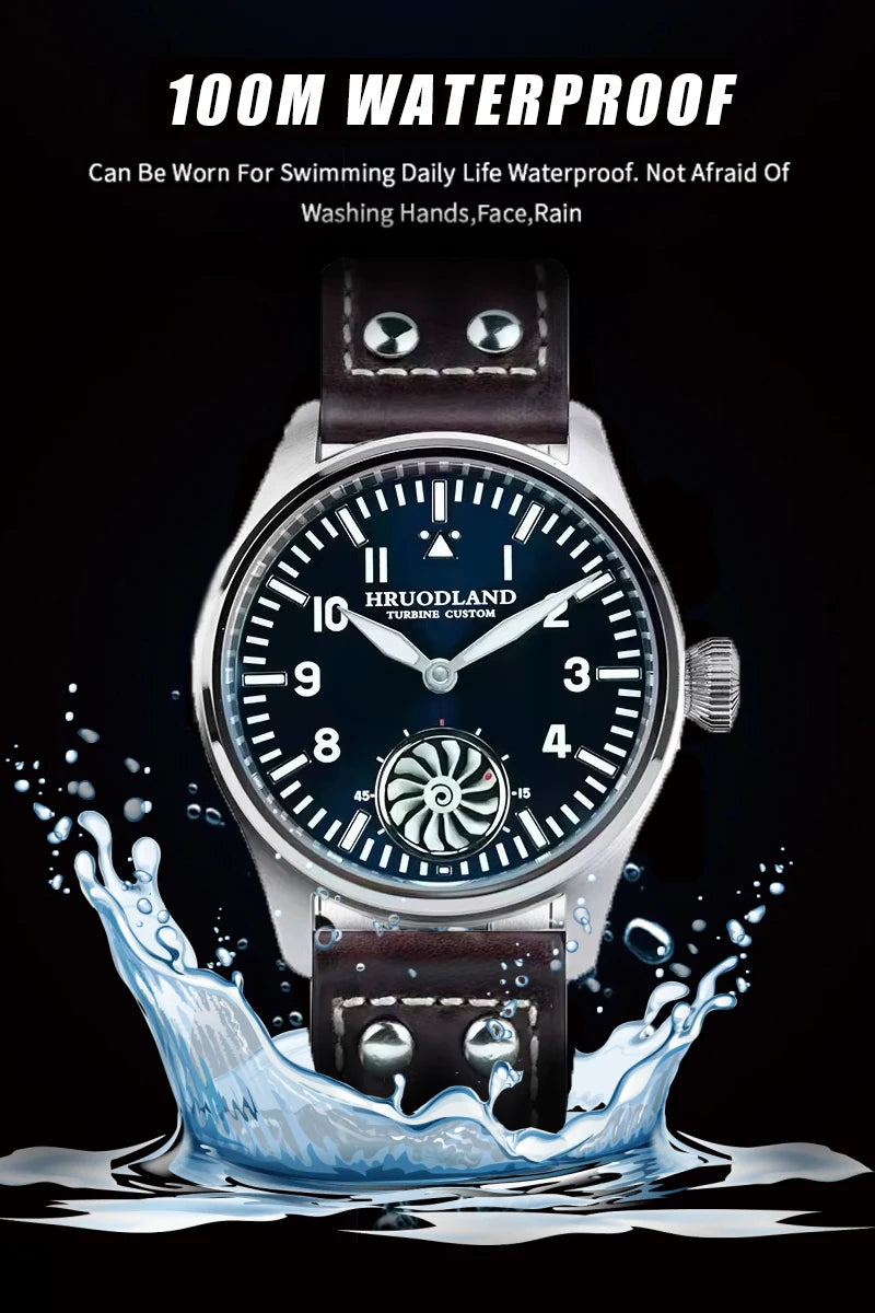 Hruodland Pilot St3620 Retro Men's Manual Mechanical Watch Luxury Sapphire Bgw-9 Night Light Turbine Waterproof 5Bar Reloj Hombr