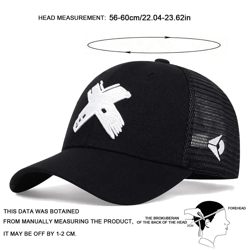 Unisex X Letter Embroidery Baseball Net Caps Spring and Summer Outdoor Adjustable Casual Hats Sunscreen Hat Sports Golf Cap