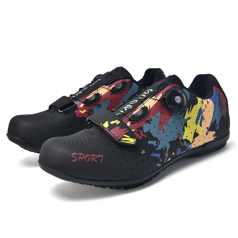Lock-Free Cycling Shoes, Flat Pedal Shoes for Men, Bike Cleat Sneakers, MTB Bicycle Biking Shoes for Women, Breathable Indoor Boots