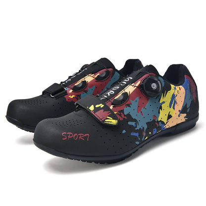 Lock-Free Cycling Shoes, Flat Pedal Shoes for Men, Bike Cleat Sneakers, MTB Bicycle Biking Shoes for Women, Breathable Indoor Boots