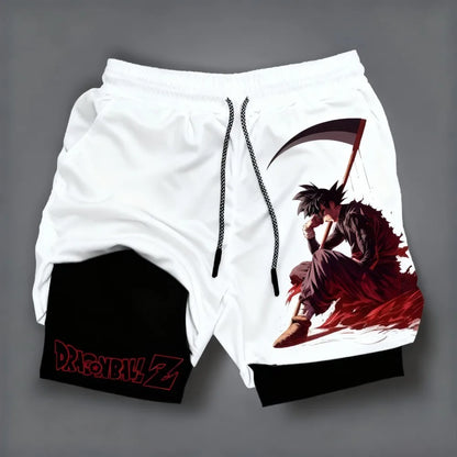 Dragon Ball Anime Goku Peripheral Printed Double-layered Shorts 2025 Summer American Sporty Men's Loose and Breathable Pants
