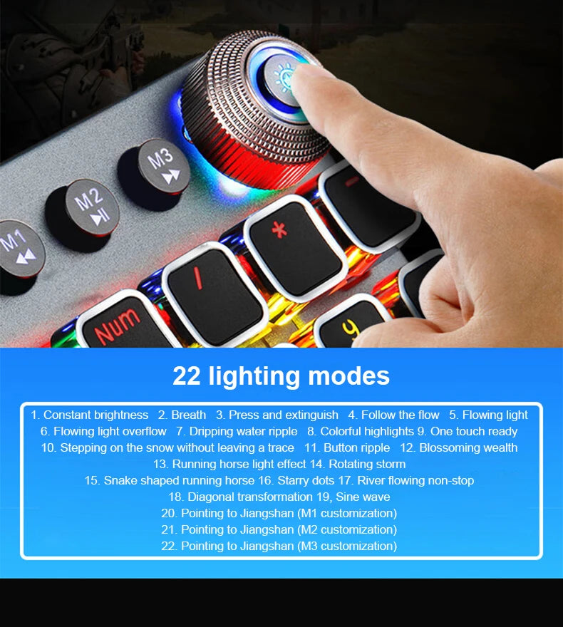 AULA F2088 mechanische kabelgebundene Gaming-Tastatur mit Multifunktions-Drehregler, 104 Tasten, magischer Hintergrundbeleuchtung und Makroprogrammierung für Computer