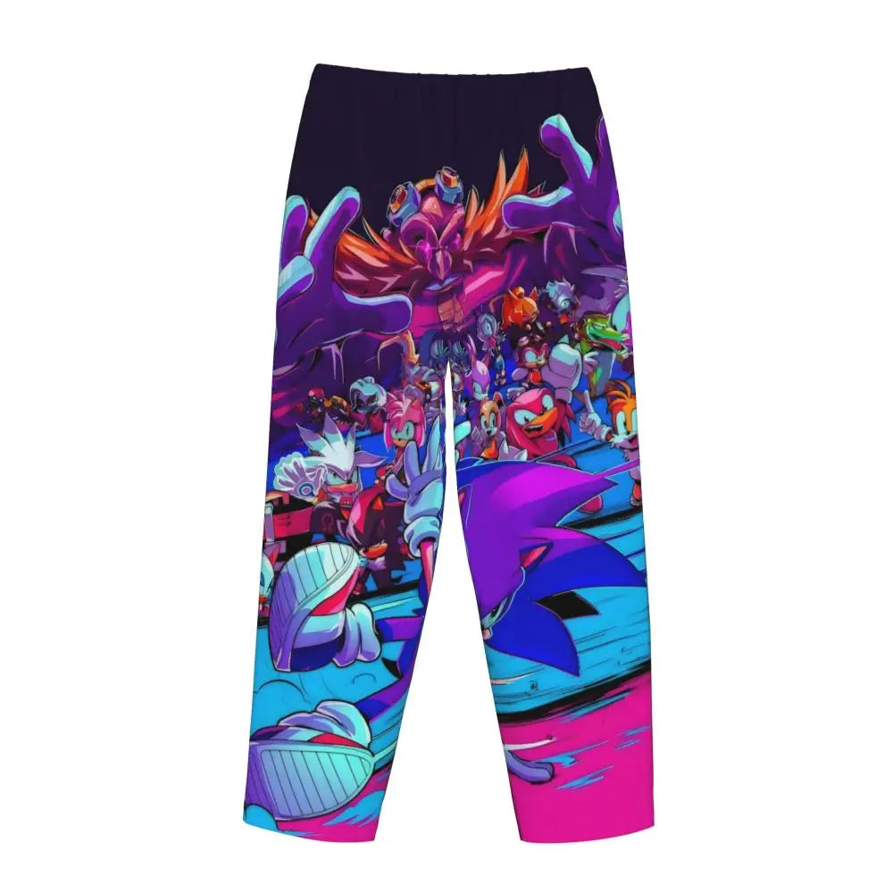 Custom Printed Womens Soniced Pajama Pants Hedgehog Game Sleepwear Sleep Lounge Bottoms with Pockets