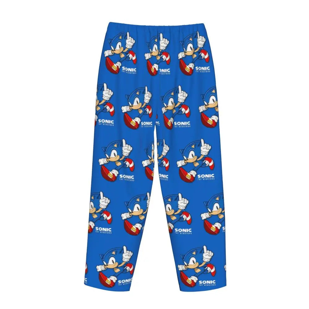 Custom Women Soniced Pajama Pants Printed Hedgehog Game Sleep Sleepwear Bottoms with Pockets