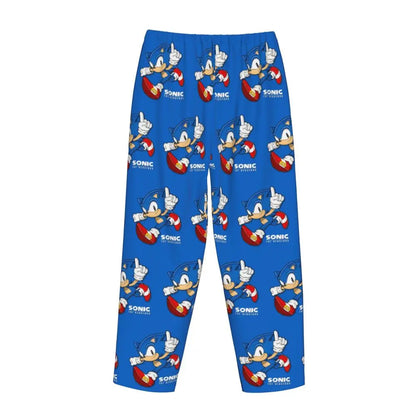 Custom Women Soniced Pajama Pants Printed Hedgehog Game Sleep Sleepwear Bottoms with Pockets