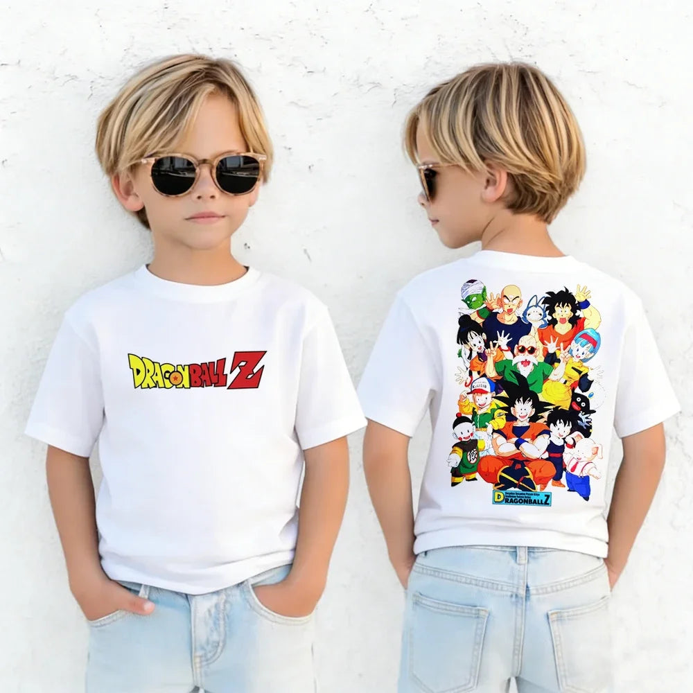 Anime Dragon Ball Cosplay T-Shirt Cotton Short Sleeve Tops Casual Loose Retro T-Shirt Men Women Family Matching Summer Outfits
