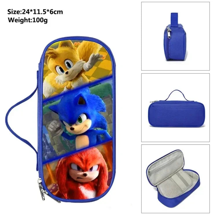 2025 New Arrival Sonic School Bag Lunch Bag Pencil Case Boys Girls Daily Use Book Cartoon Book Bags For Kids Christmas Gift