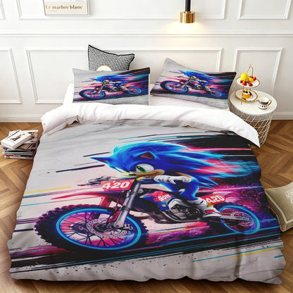 Cartoon Kids Sonics Duvet Cover Cool Bedding Set Comforter Cover with Pillowcase Queen King Bedroom Children Teens beautiful
