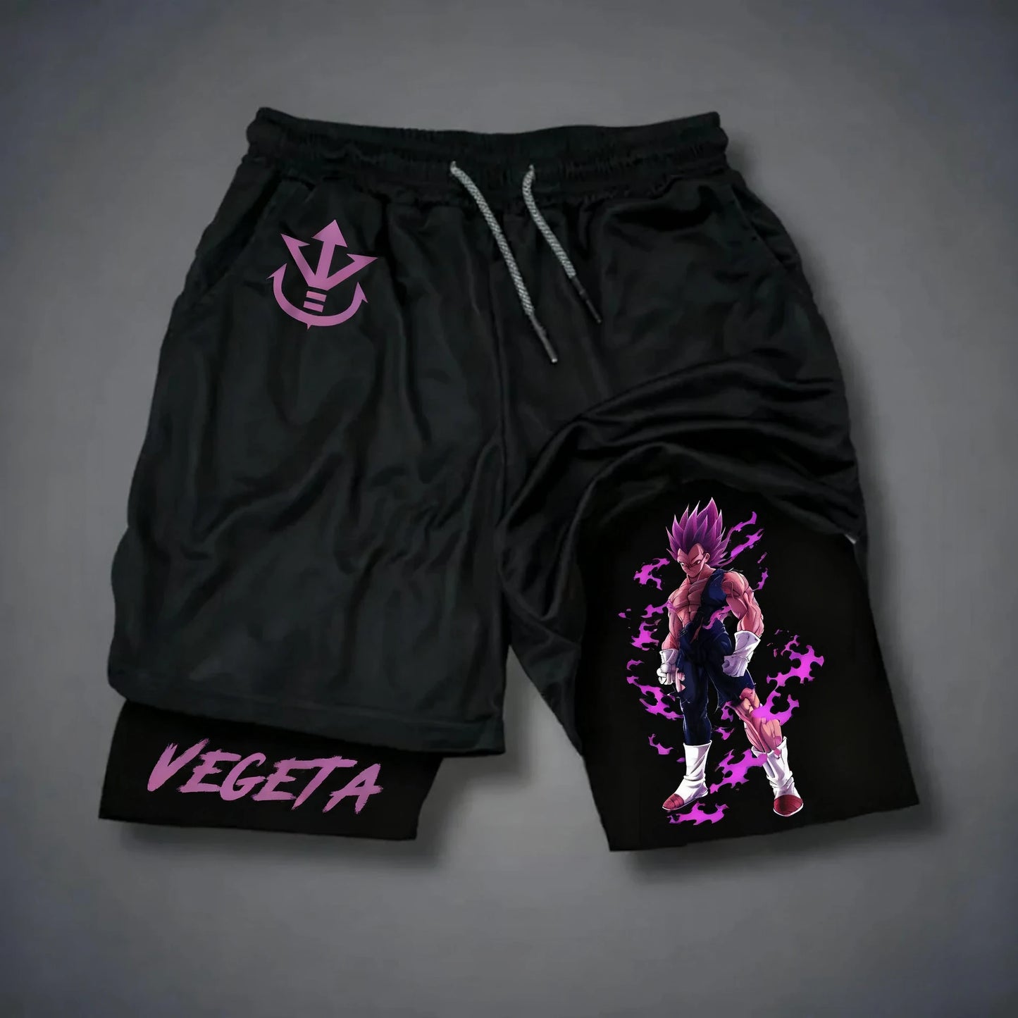 Dragon Ball Wukong Printed Double Layer Shorts for Men, Elastic Drawstring, Spring/Summer Breathable Sports and Fitness Shorts