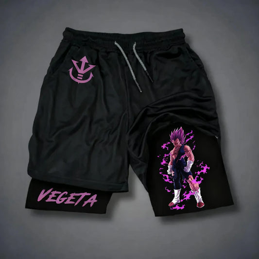 Dragon Ball Wukong Printed Double Layer Shorts for Men, Elastic Drawstring, Spring/Summer Breathable Sports and Fitness Shorts