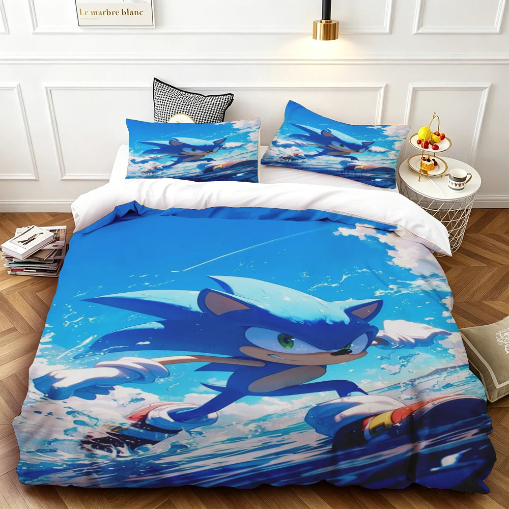 Exquisite Cartoon S-Sonics Wallpaper Anime Digital Printing Bedding Set Duvet Cover Comforter Bed Youth Kids Girl Boys Gift soft