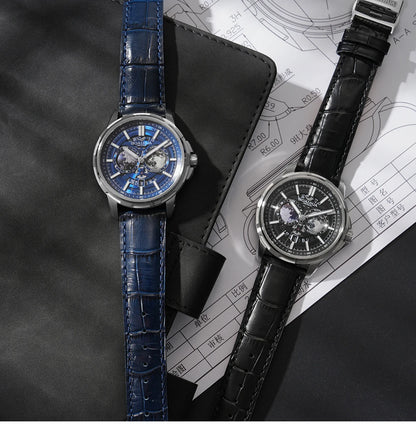 BORIAGE(BOAIJIUA) Orologio meccanico da uomo completamente automatico, design originale, impermeabile e luminoso