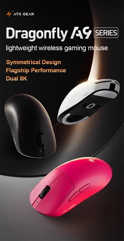 ATK Dragonfly A9 SE Plus Pro Max Ultra Wireless Gaming Mouse NearLink Ultra-lightweight Tri-mode Dual 8K Ergonomic E-sports Mice