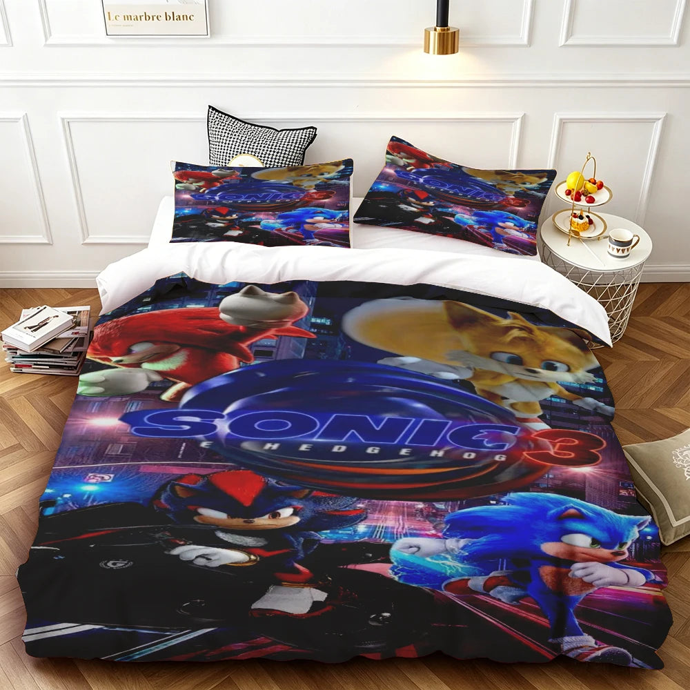 Sonic Duvet Cover for Kids Cool Bedding Set, Duvet Cover for Bedroom Decor Soft and ComfortableTwin, Double, Queen, and King