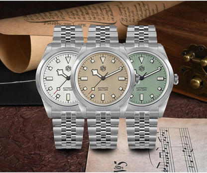 San Martin 38mm Men's Sport Watch Fashion Luxury Explore Climbing Automatic Mechanical Sapphire Waterproof 5 Links Bracelet BGW-9