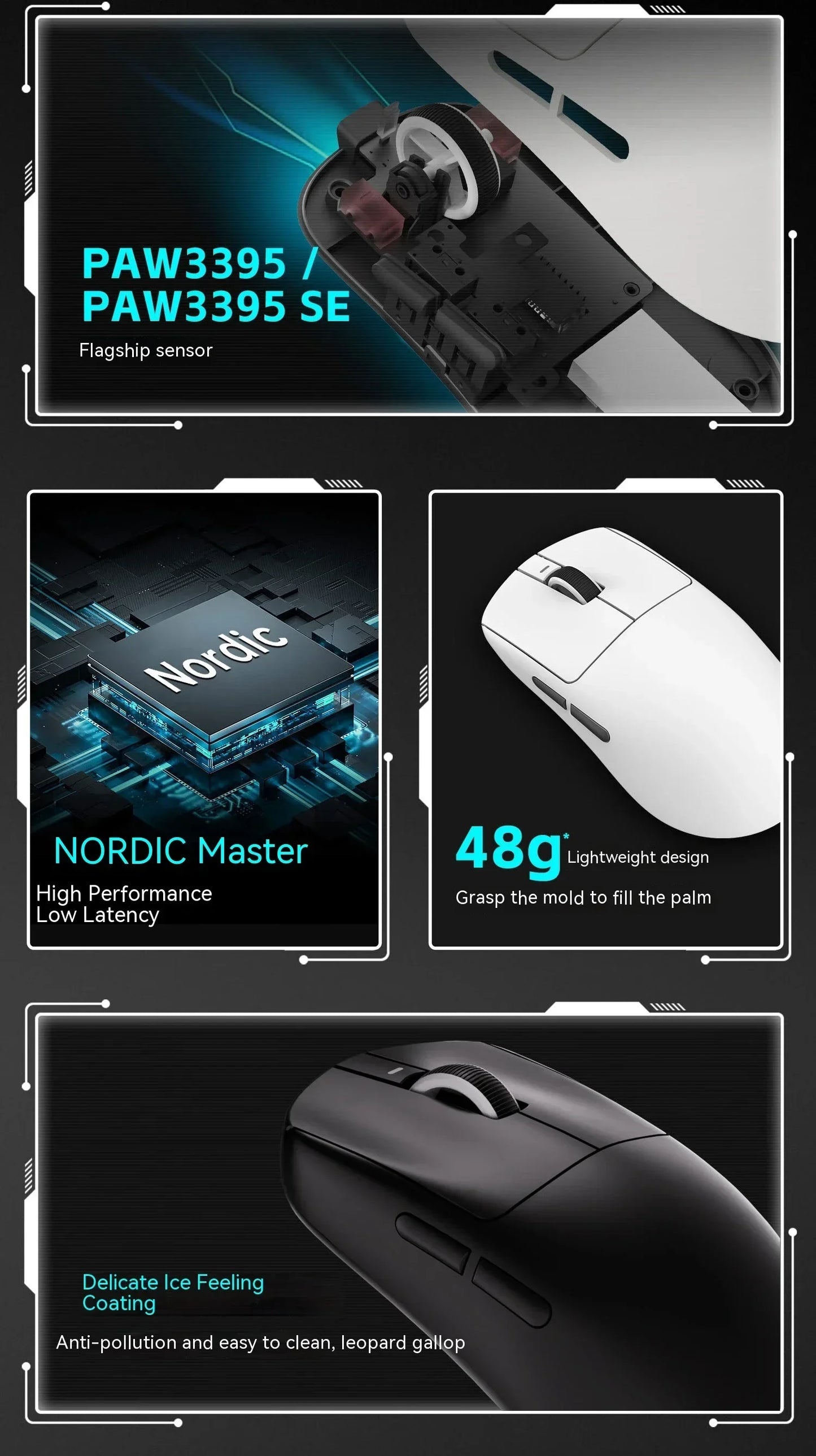 Rato Sem Fios VXE Dragonfly R1 Pro com Sensor Paw3395, Nordic 52840, 2khz, Smart Speed X, Baixa Latência, para Escritório, Gamer e PC Gaming