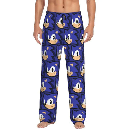 Custom Print Men's Soniced Pajama Pants Hedgehog Game Sleepwear Sleep Lounge Bottoms with Pockets