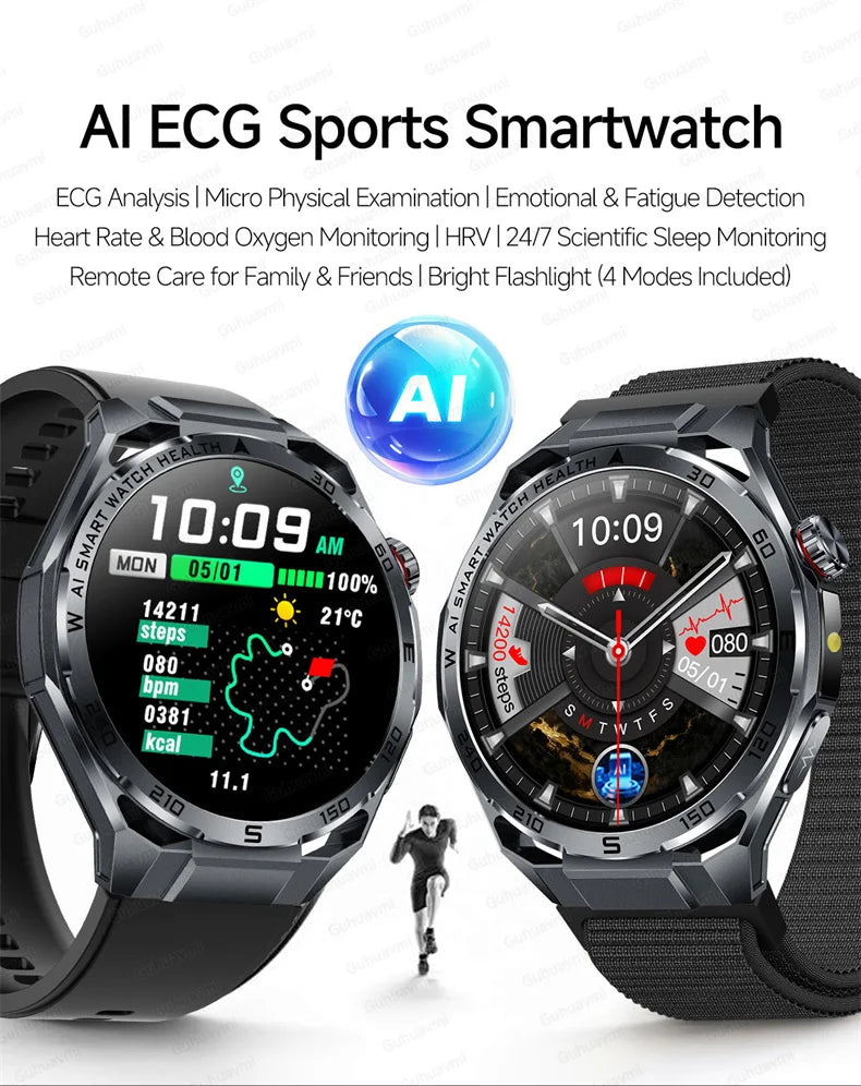 Smart Watch Men High-end Health Blood Pressure Blood Oxygen Lipids Uric Acid Sapphire Smart Watches Ai GPT Custom Dial ECG 2026