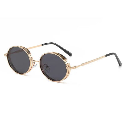 Oválné steampunkové sluneční brýle pro ženy, retro sluneční brýle pro muže i ženy, značkové designové brýle s kovovou obrubou, Lentes De Sol Mujer