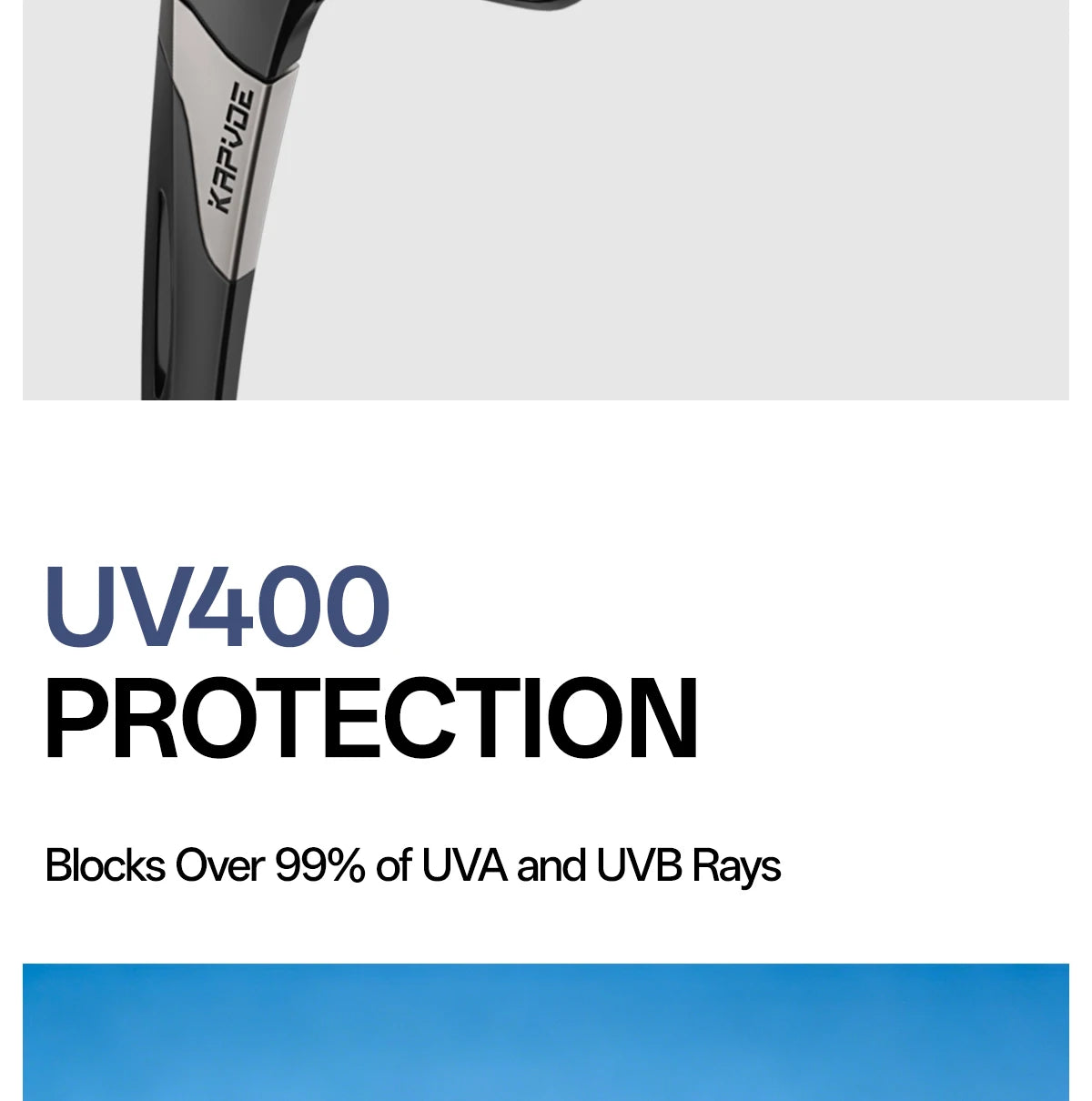 KAPVOE Outdoorní polarizované sluneční brýle na rybaření, pláž, oceán, moře, rybaření, cyklistiku, UV400, MTB, cyklistické, sportovní, turistické brýle