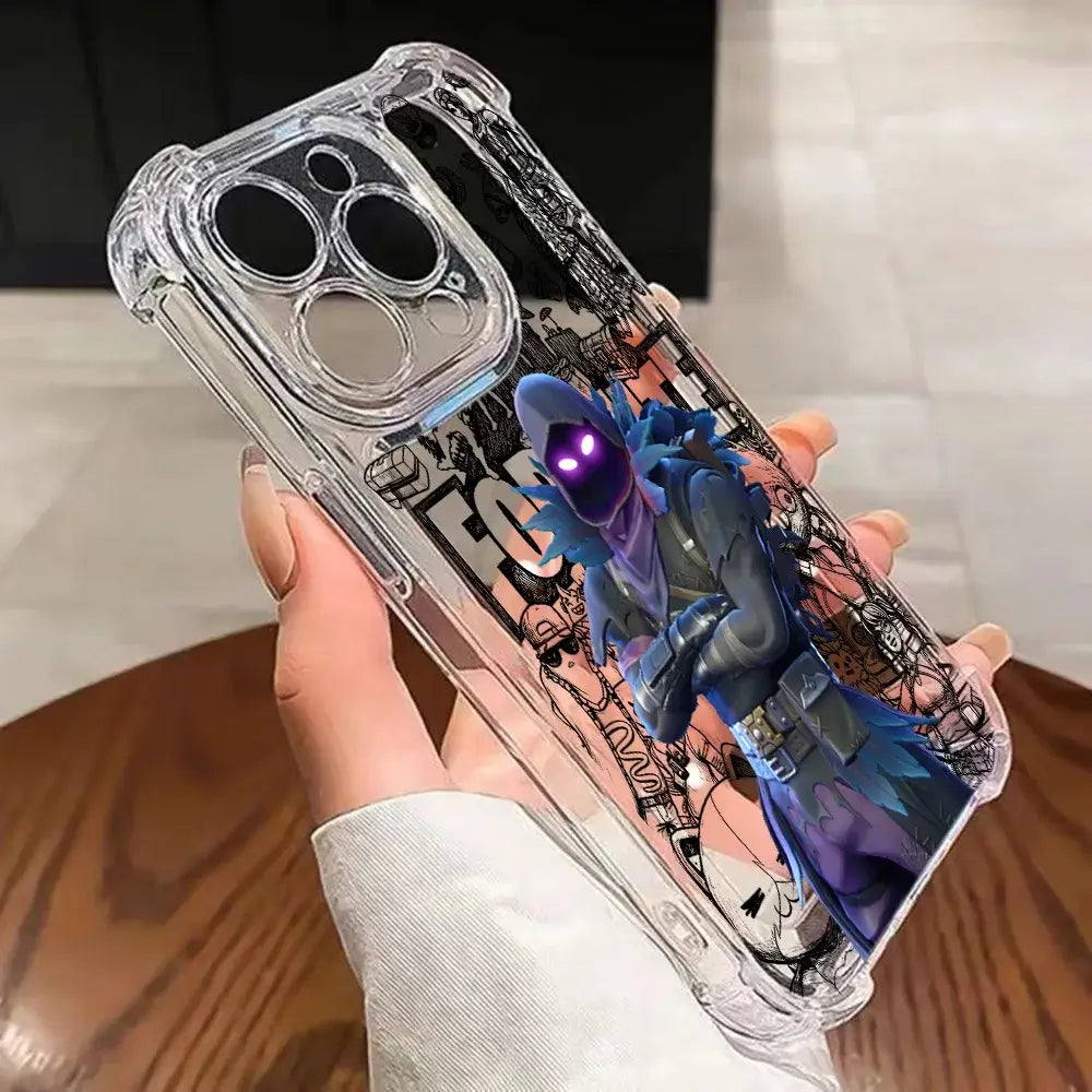 Fortnite-Handyhülle für iPhone 17 16e 16 15 14 13 12 11 Mini Air Pro Max X XR XSMax 7 8 Plus, sturzsichere transparente Schutzhülle