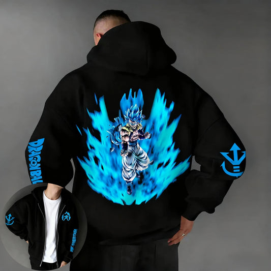 Dragon Ball Anime Y2K Versatile Zipper Hoodie 2025 Men's Autumn/Winter New Gogeta Printed American Casual Loose Parent Child Top