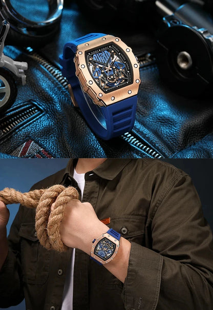 BAOGELA Richard Automatic Mechanical Watch for Men Wrist Watch Luxury Watches with Free Shipping Rubber Strap Reloj Hombre