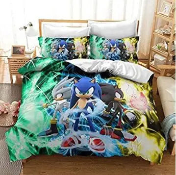 The Movie Sonics Printing Bedding Set Anime Digital Cartoon hedgehogs Duvet Cover Comforter Bed Youth Kids Girl Boys Gift