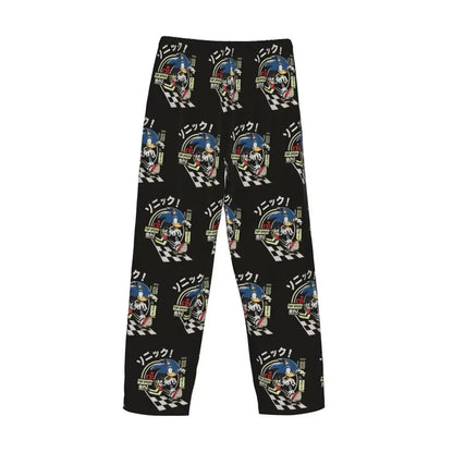 Custom Print Men's Soniced Pajama Pants Hedgehog Game Sleepwear Sleep Lounge Bottoms with Pockets