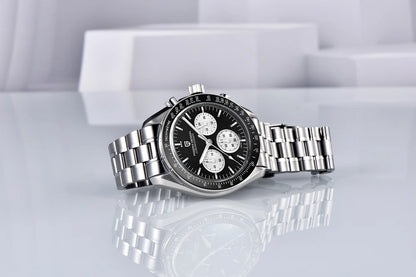 „PAGANI DESIGN Moon“ laikrodis – prabangus vyriškas kvarcinis chronografas, sportinio stiliaus, safyro stiklas su antirefleksine danga, švytintis ekranas